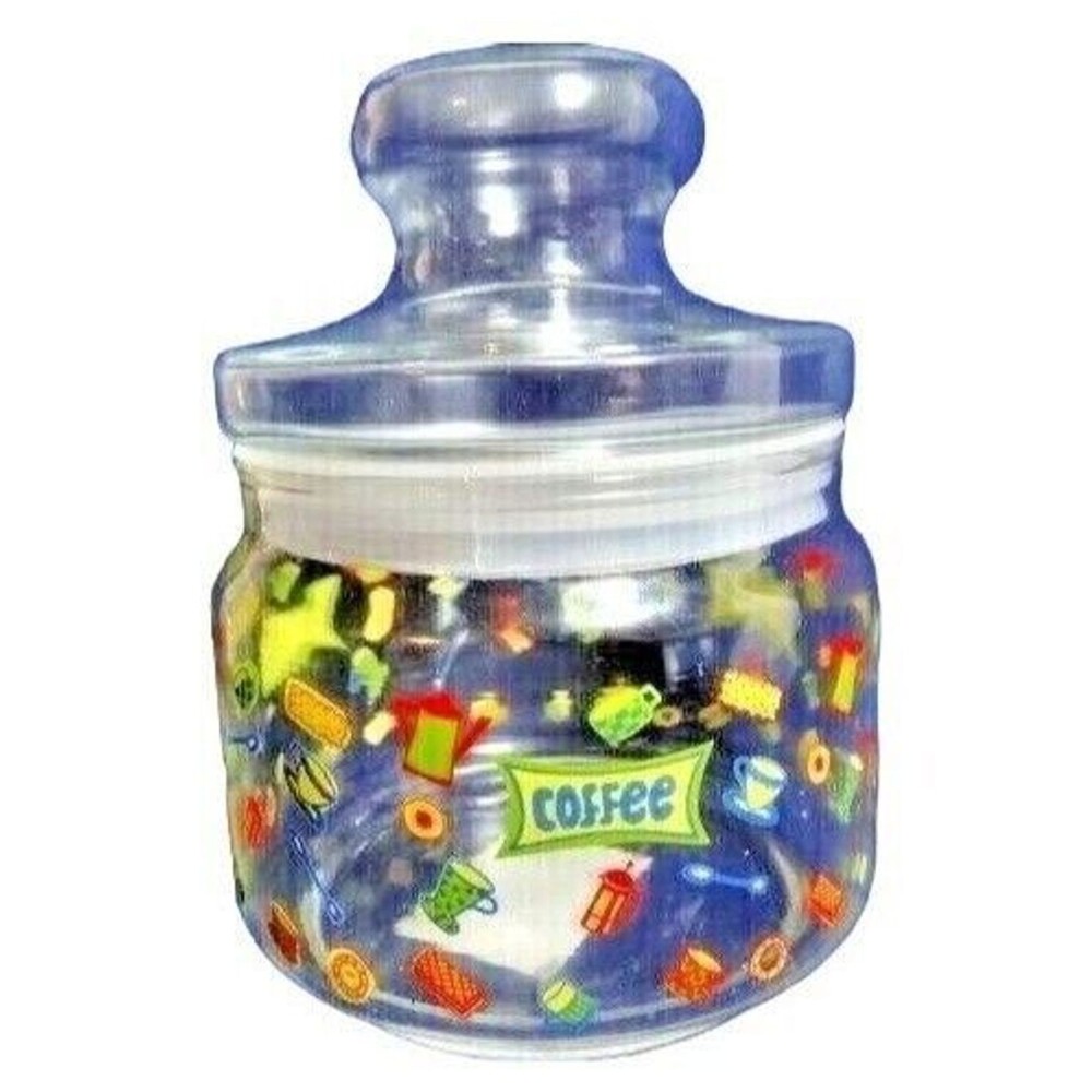 Retro Coffee Jar Clear Glass Canister Rubber Seal Kitchen Food Storage 5.5" x 4"
